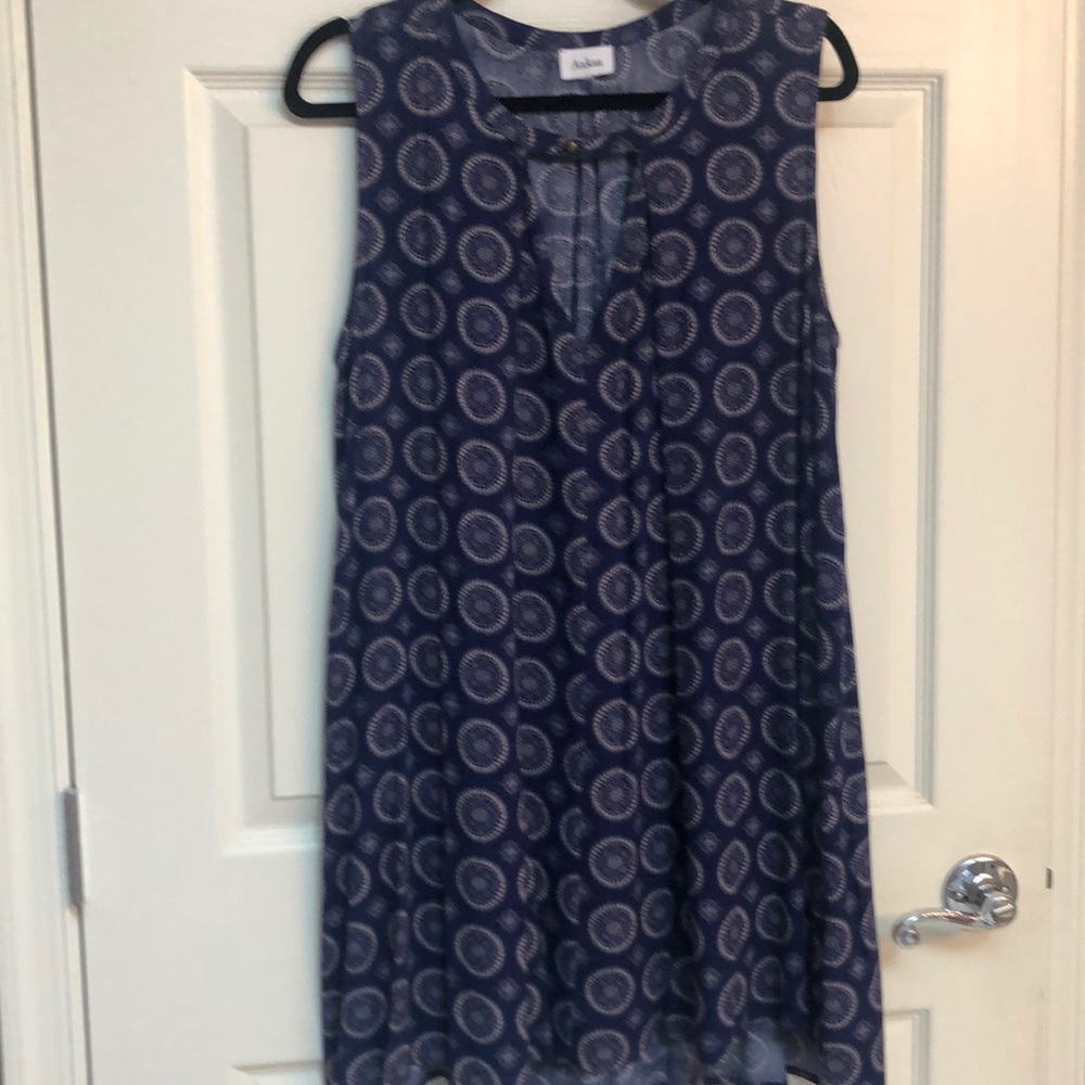 AaKaa Royal Blue cream dress LARGE NWOT